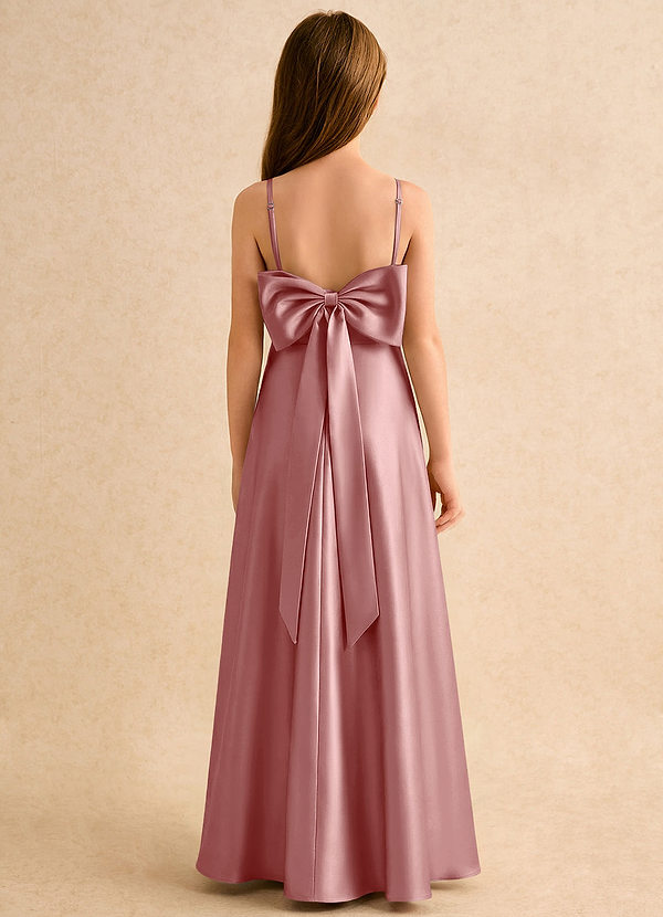 Azazie Joella Girls Formal Blommflicksklänningar Klänning A-Line i Stretch Satin Plisserad image1
