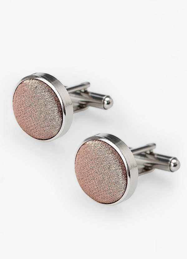 front Rounded Metallic Satin Cuff Links