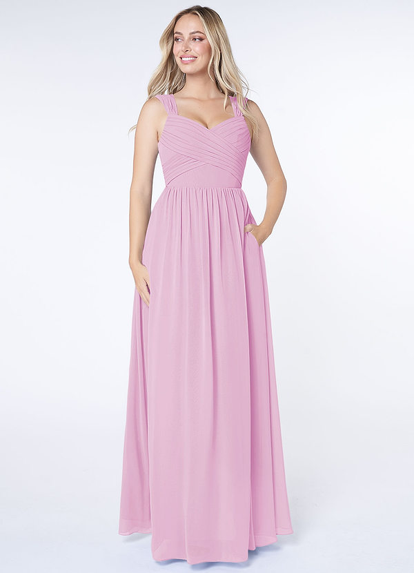 Azazie Raine Bridesmaid Dresses A-Line Sweetheart Ruched Chiffon Floor-Length Dress image1
