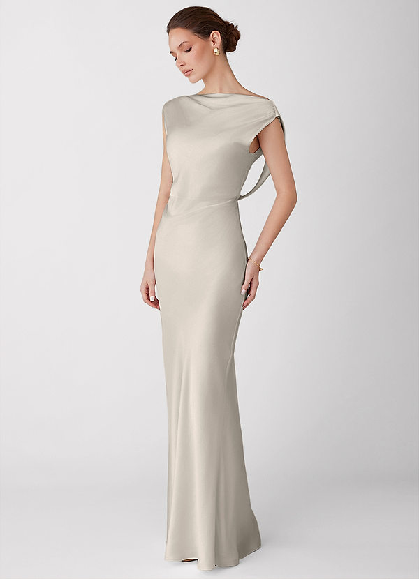 Liora White Alabaster Luminous Satin Maxi Dress image1
