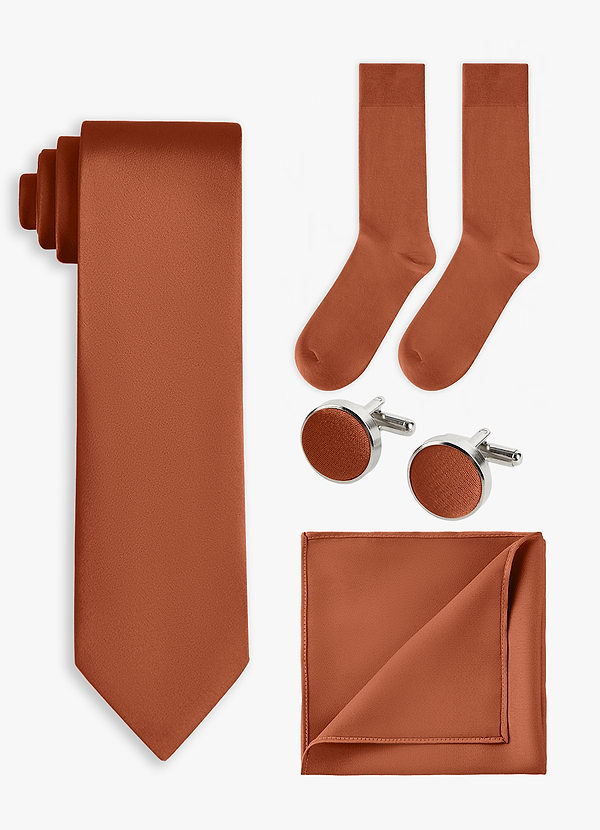 front Conjunto de corbata ancha de satén elástico de 4 piezas en color a juego