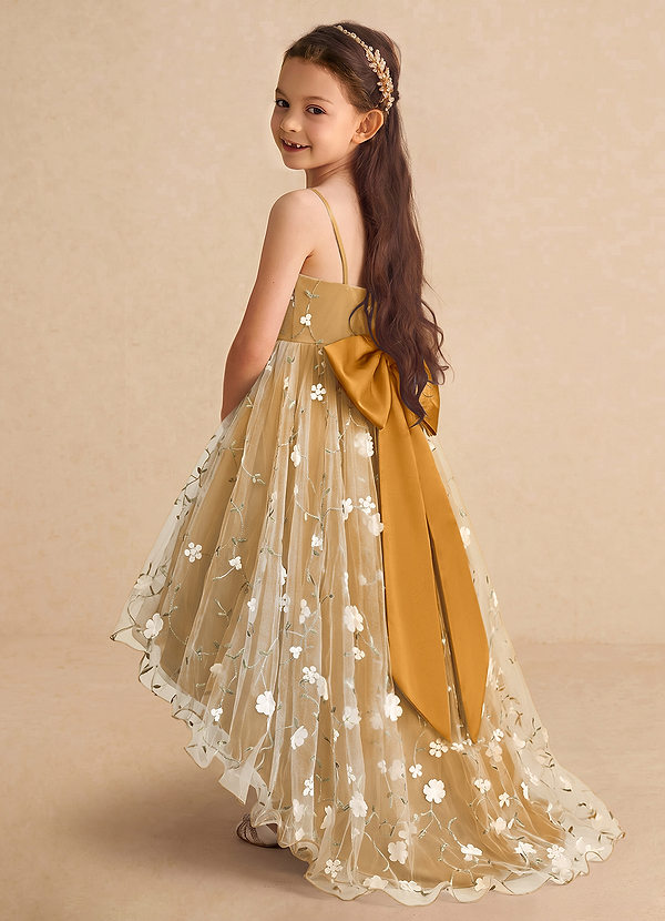 Celia Flower Girl Dresses Butterscotch A-Line Spaghetti Strap Tulle Dress image1