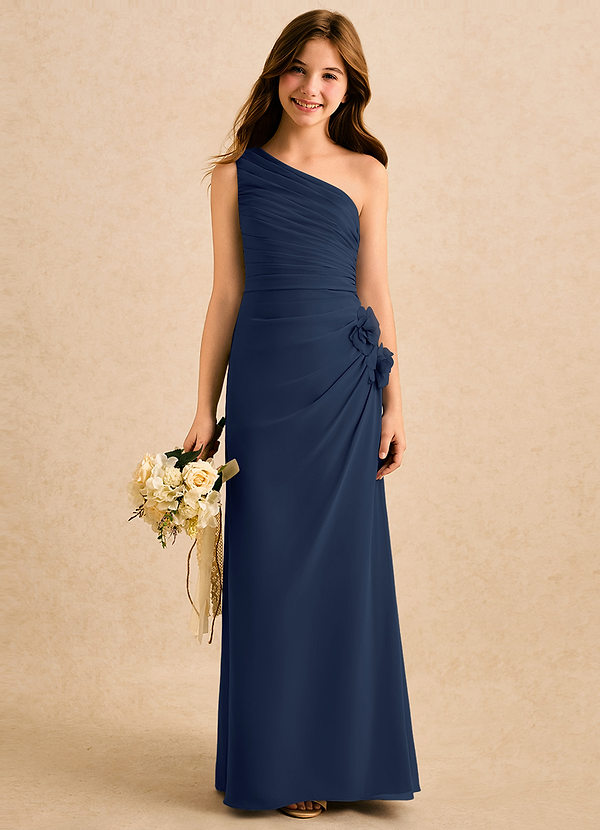 Azazie Sophie Girls Formal Sukienki dla dziewczynek sypiących kwiaty Osłona Jedno ramię Szyfon Długość podłogi Sukienka image1