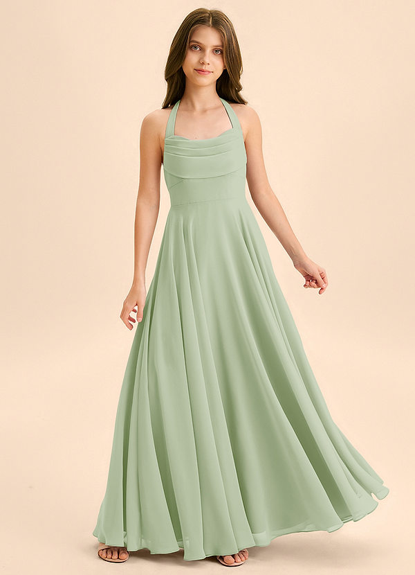 Azazie Kady Junior Klä av A-Line i Chiffong Älskling Halsringning image1