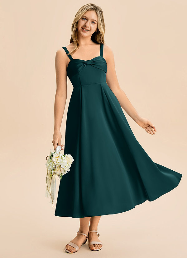 Azazie Ramona Junior Vestido de Pino de Satén Elástico de Corte en A con Escote de Corazón image1