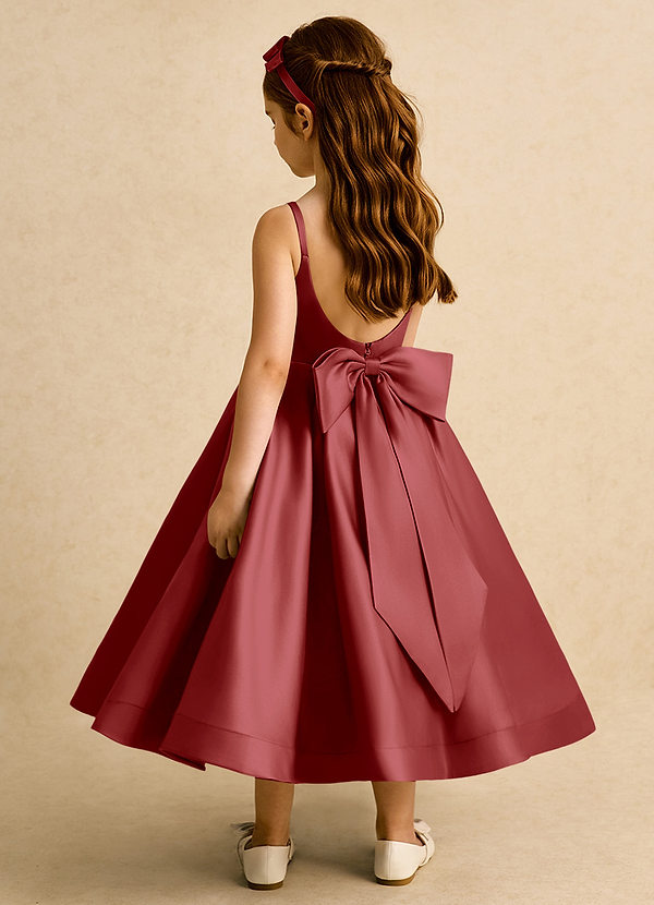 Azazie Babs Flower Girl Dresses Rust Ball-Gown Pleated Matte Satin Dress image1