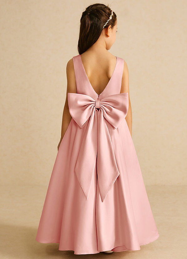 Azazie Pipsy Flower Girl Dresses Rosette A-Line Bow Matte Satin Dress image1