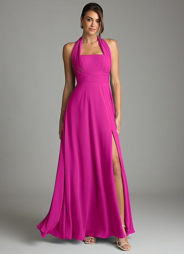 Azazie Tamira Suknie dla druhen Linia A Pofałdowany Szyfon Do ziemi Sukienka image1