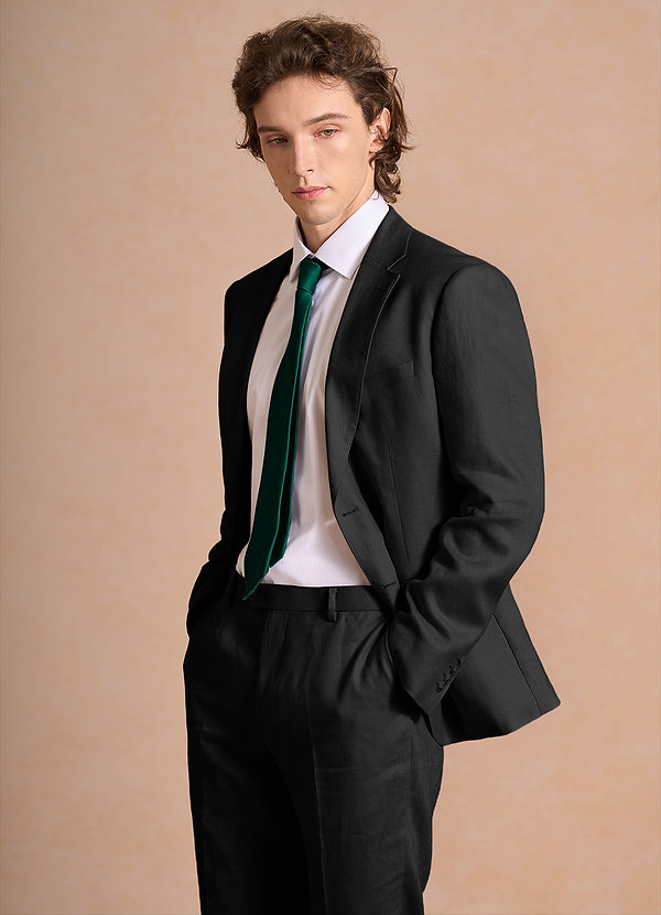 front Harrison Schwarz Anzugjacke aus 100 % Leinen