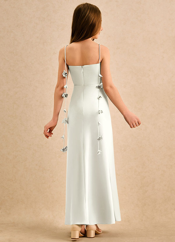 Azazie Kandi Girls Formal Sukienki dla dziewczynek sypiących kwiaty Linia A Dekolt w kształcie serca Satyna elastyczna Długość podłogi Sukienka image1