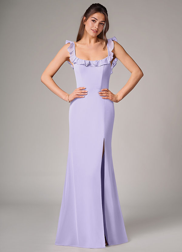 Azazie Callie Bridesmaid Dresses Lilac Mermaid Side Slit Chiffon Convertible Dress image1