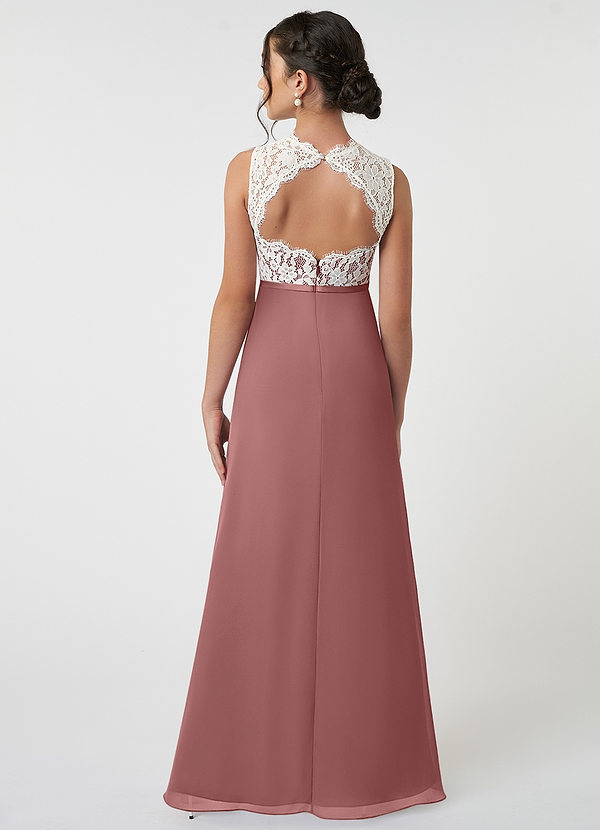 Azazie Rana A-Line Lace Chiffon Floor-Length Junior Bridesmaid Dress image2