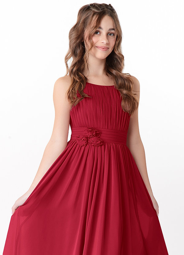 Azazie Astrid Junior Scarlet A-Line Floral Chiffon Dress image1