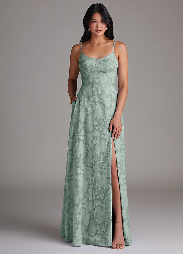 Moira Bridesmaid Dresses Agave A-Line Side Slit Floral Burnout Dress image1