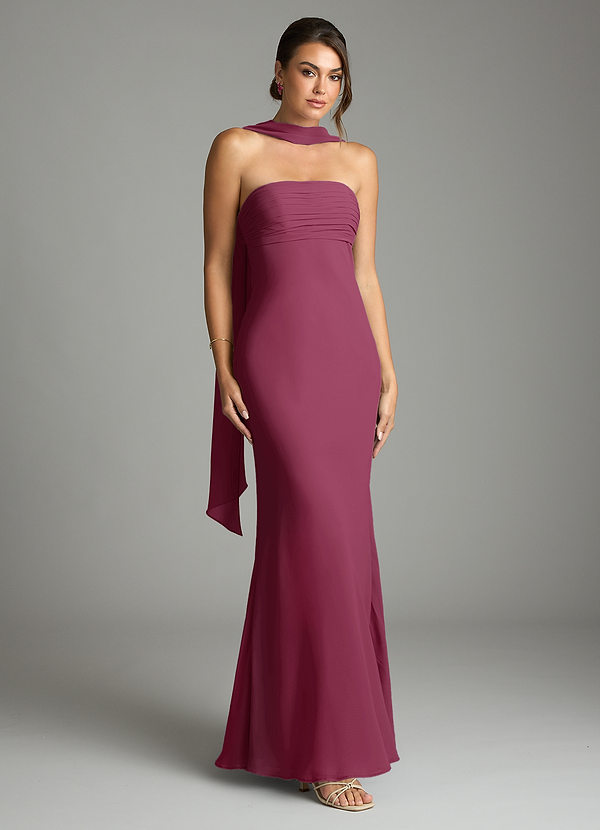Azazie Saylor Bridesmaid Dresses Mulberry Mermaid Strapless Chiffon Dress image1