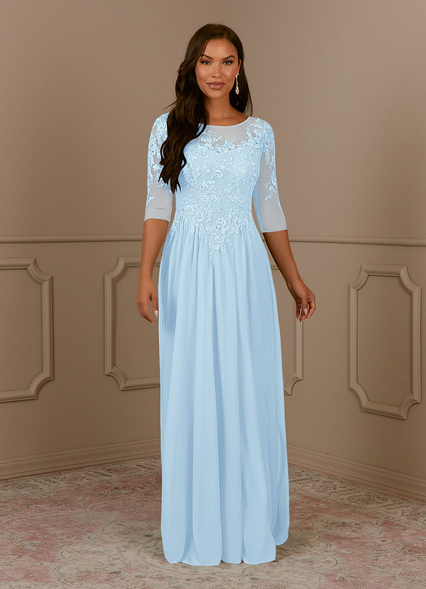 Azazie Harriet Mother of the Brides Dresses Sky Blue A-Line Scoop lace Mesh Dress image1
