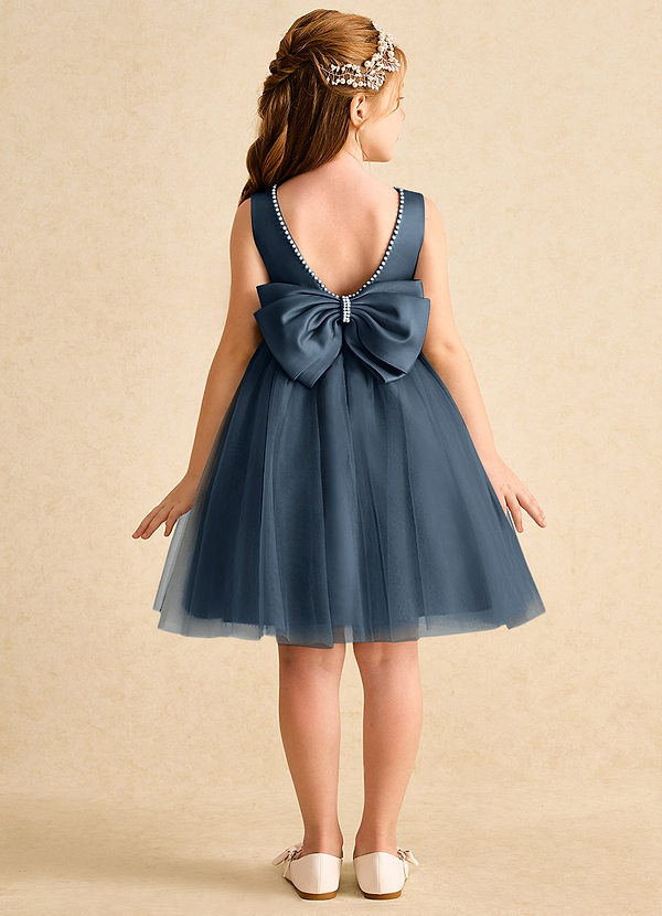 Azazie Jani Robes de Fillette d'Honneur Robe Trapèze en Tulle Arc Neptune image1