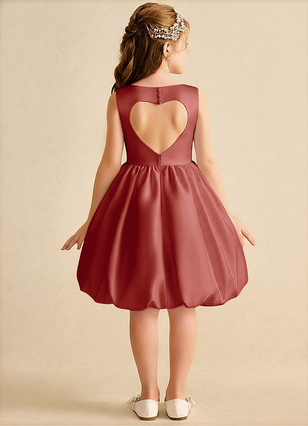 Azazie Nirvana Robes de Fillette d'Honneur Robe Princesse en Mat Satiné Rayé Terracotta image1