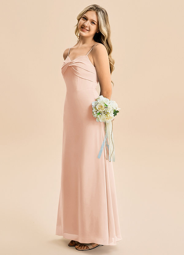 Azazie Jordyn Junior Vestido de Rosa Inglesa de Gasa de Corte en A con Escote de Corazón image1