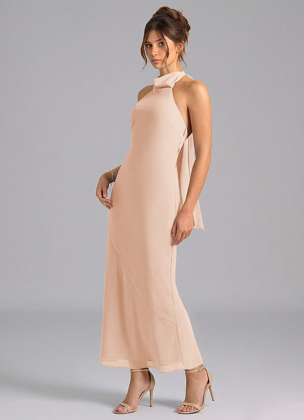Azazie Velli Bridesmaid Dresses English Rose Mermaid High Neck Chiffon Dress image1