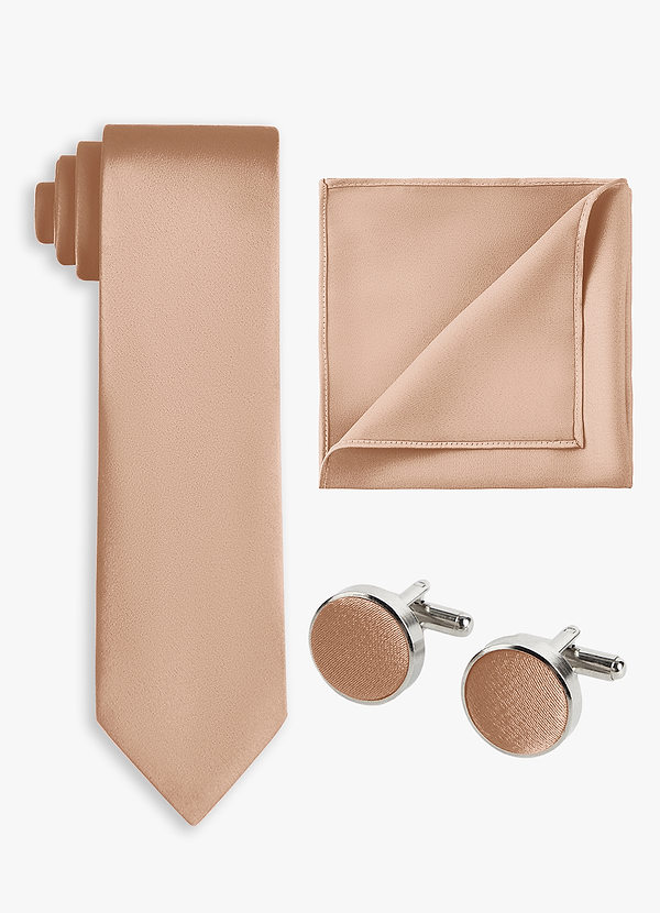 front Matching Color 3-Piece Stretch Satin Wide Tie Set