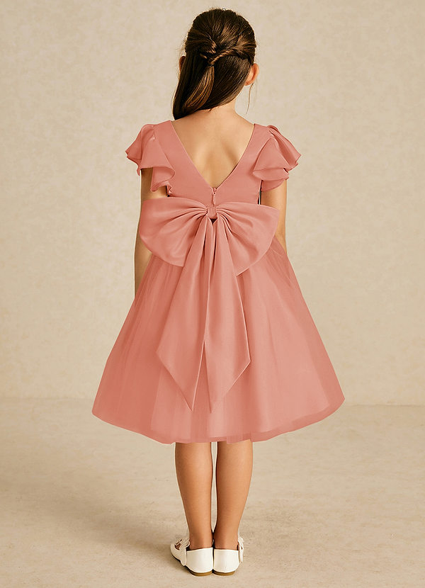 Azazie Kaeya Robes de Fillette d'Honneur Robe Trapèze en Tulle Arc Mai Tai image1