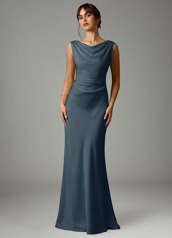 Azazie Kieryn Bridesmaid Dresses Twilight Mermaid Pleated Stretch Satin Dress image1
