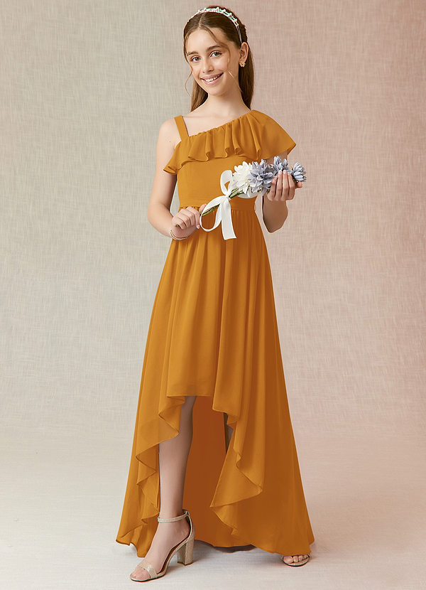 Vestidos De Dama De Honor Junior De Chiffón Asimétricos Naranja main image 0