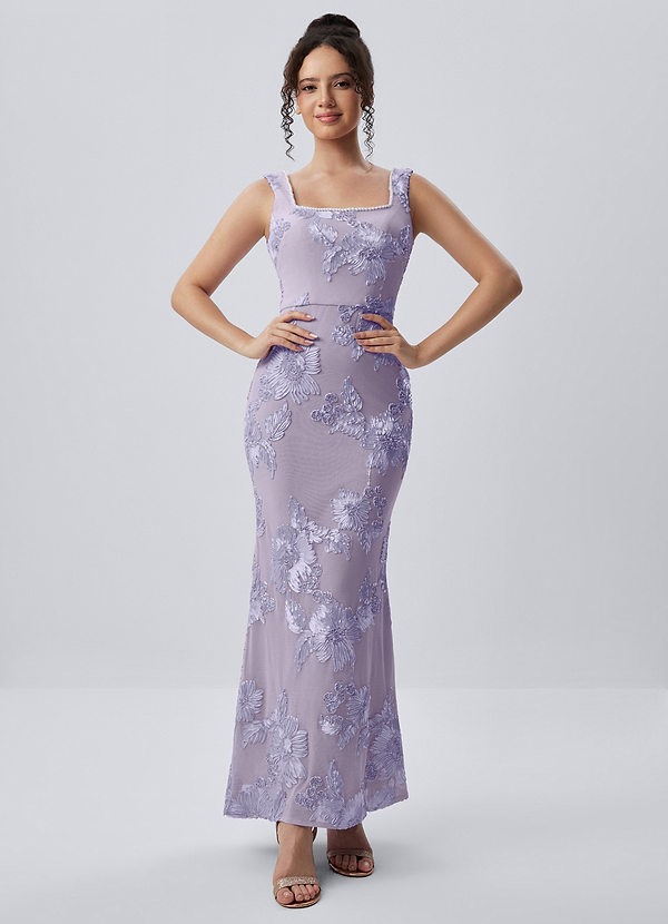 Juliette Violet Pâle Robe sirène en dentelle et perles image1