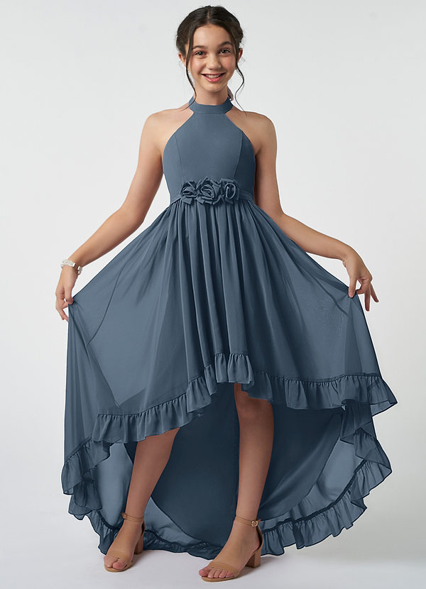 Azazie Hermione Junior Neptune A-Line Chiffon Dress image1