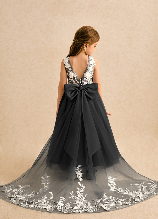 Azazie Mixie Bloemenmeisjes Jurken Baljurk Jurk van Kant Zwart image1