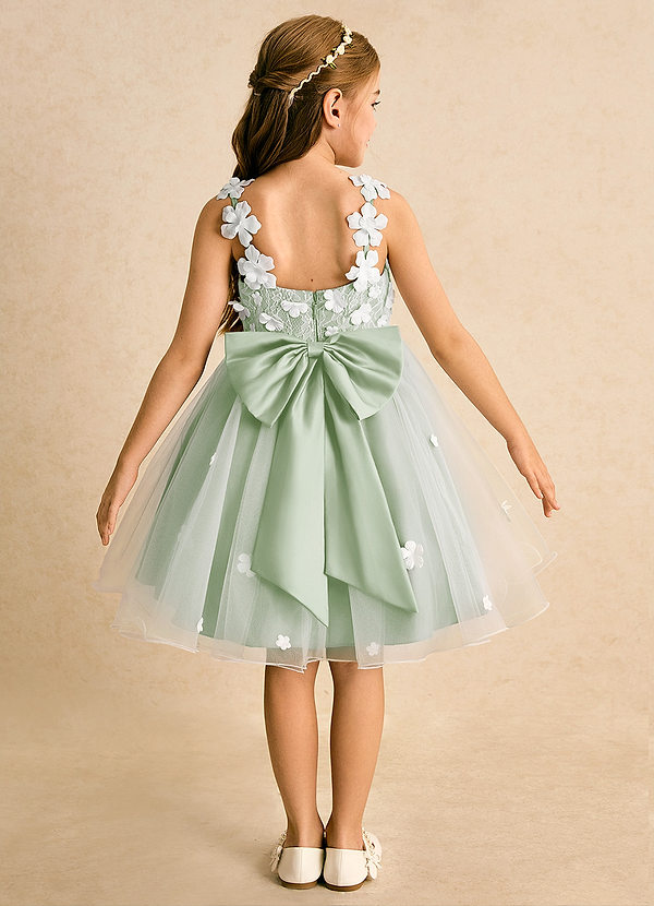 Azazie Junebug Vestidos de Niña de Flores Vestido de Marfil Salvia Polvorienta de Tul de Princesa con Encaje image1