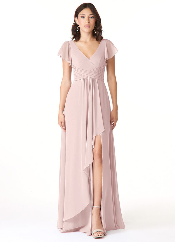 Azazie Omari Bridesmaid Dresses Blushing Pink A-Line Chiffon Dress image1