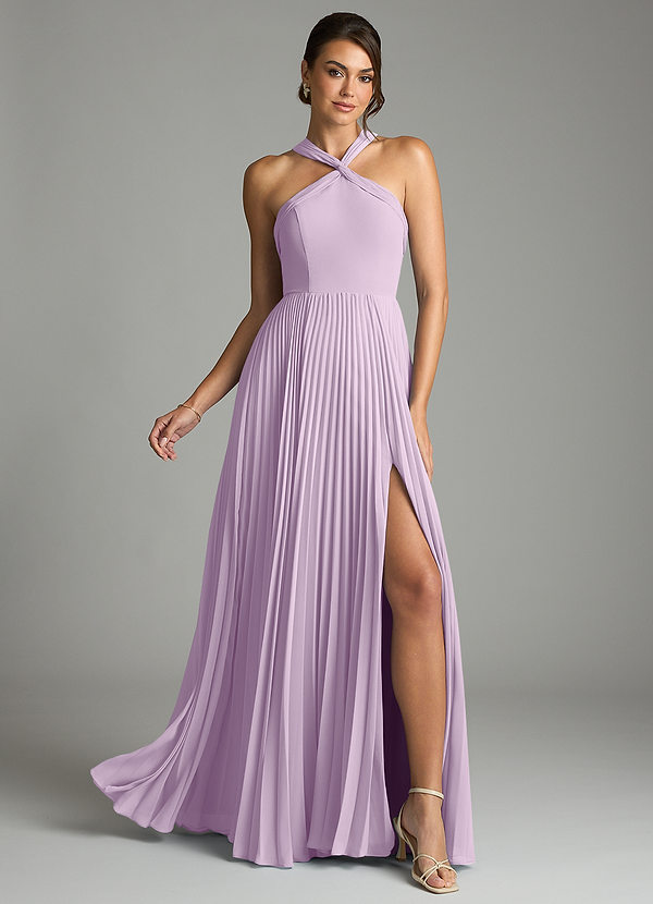Azazie Afra Abiti da Damigella Abito A-Line in Chiffon Plissettato Lilla Glassato image1