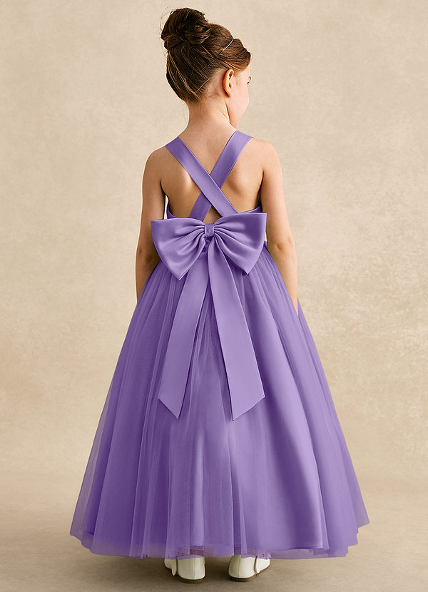 Azazie Peanut Robes de Fillette d'Honneur Robe Trapèze en Tulle Bretelle Tahiti image1
