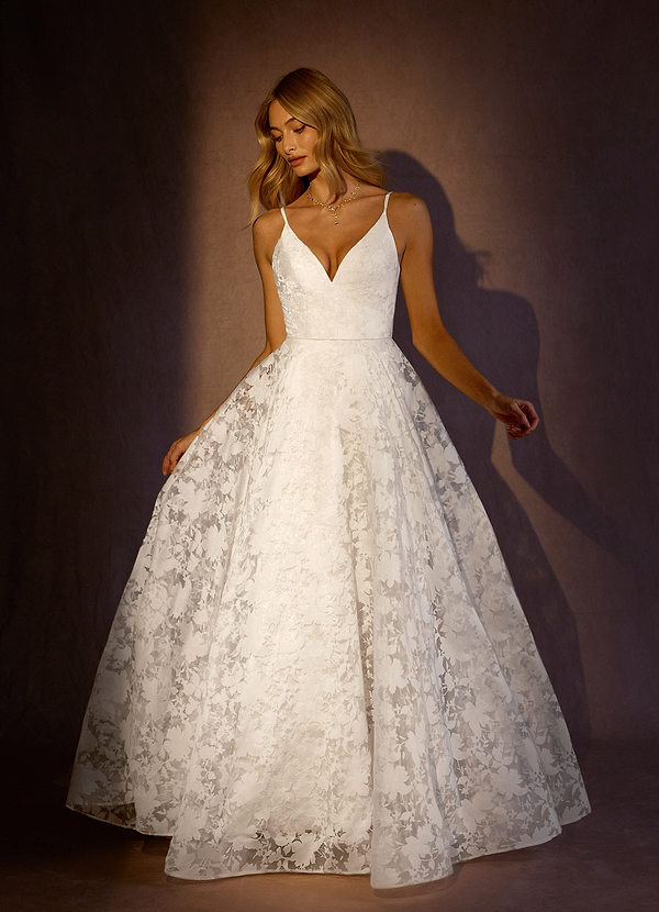 Azazie Montclair Diamond White Frost A-Line Organza Dress Ready to