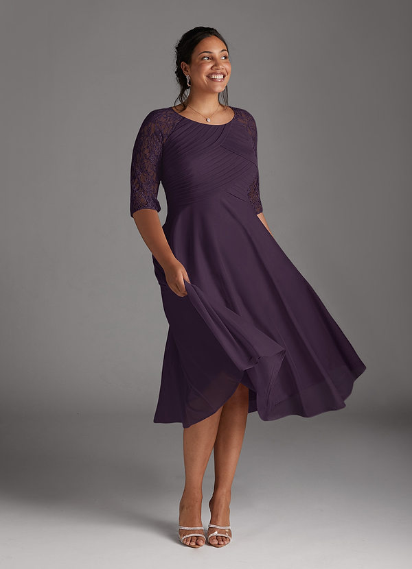Azazie Gracelyn Mother of the Brides Dresses Plum A-Line Lace Dress image1