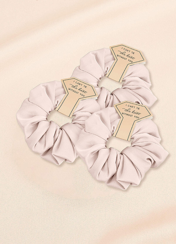 front Matching Color Three-Piece Bridesmaid Stretch Satin Over Size Scrunchie Set