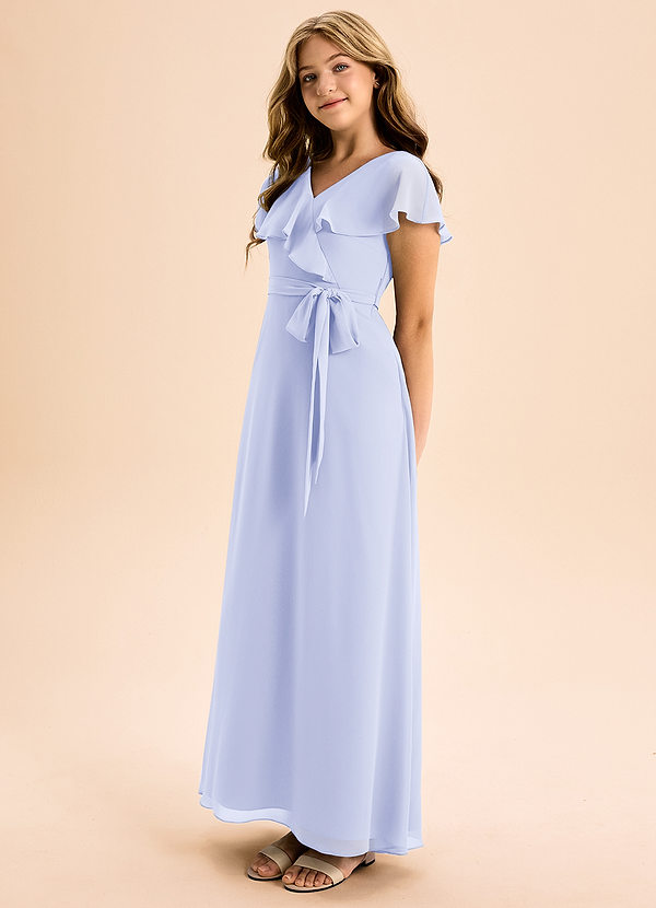 Azazie Lainey Junior Abito A-Line in Chiffon Con Tasche Lavanda image1