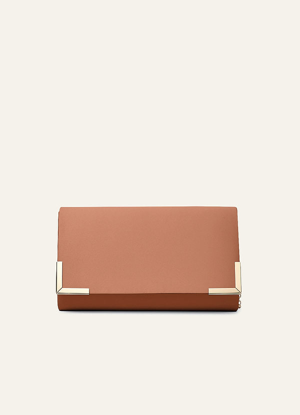 front Matching Color Matte Satin Envelope Clutch Bag