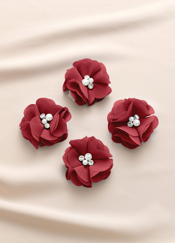 front Four-Piece Matching Color Chiffon Hair Clip Set