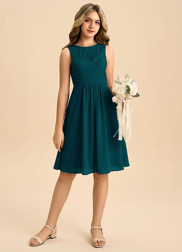 Azazie Skyla Junior Klä av A-Line i Chiffong Plisserad image1