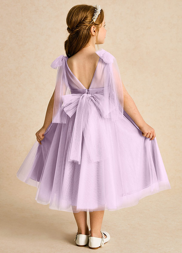 Azazie Dori Robes de Fillette d'Honneur Robe Trapèze en Tulle Rayé Frostiges Flieder image1