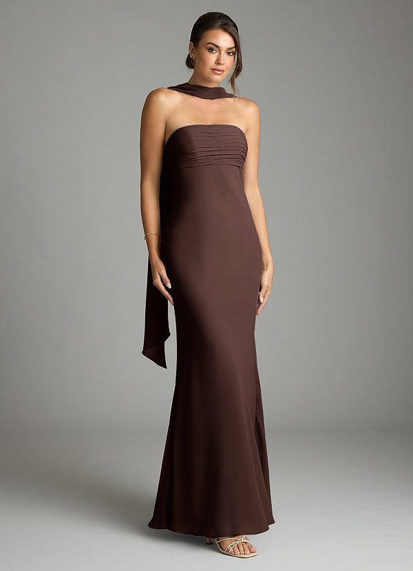 Azazie Saylor Bridesmaid Dresses Ganache Mermaid Strapless Chiffon Dress image1