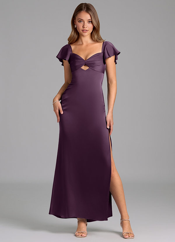 Azazie Demia 신부 들러리 드레스 쉬스 스윗하트 네크라인 스트레치 새틴 발목 길이 드레스 image1