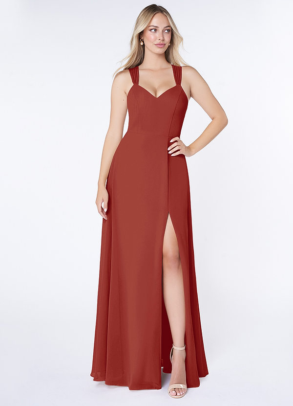 Jane A-Line V-Neck Pleated Chiffon Dress