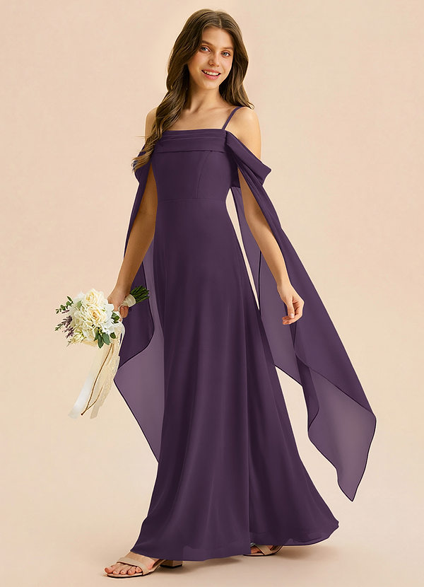 Azazie Moana Junior Plum A-Line Pleated Chiffon Dress image1