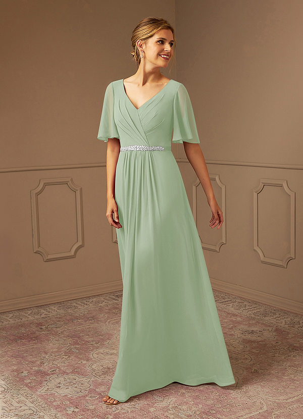 Wide Waistband Tulle Ruffled Skirt A-Line Dress Dusty Sage main image 1