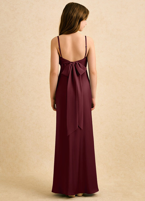 Azazie Ellie Girls Formal Sukienki dla dziewczynek sypiących kwiaty Syrena Pofałdowany Satyna elastyczna Długość podłogi Sukienka image1