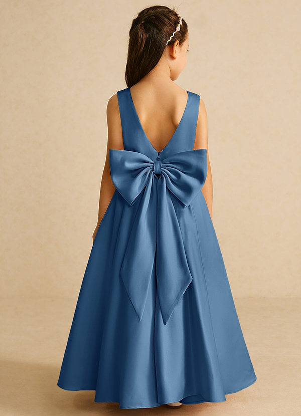 Azazie Pipsy Flower Girl Dresses Twilight A-Line Bow Matte Satin Dress image1